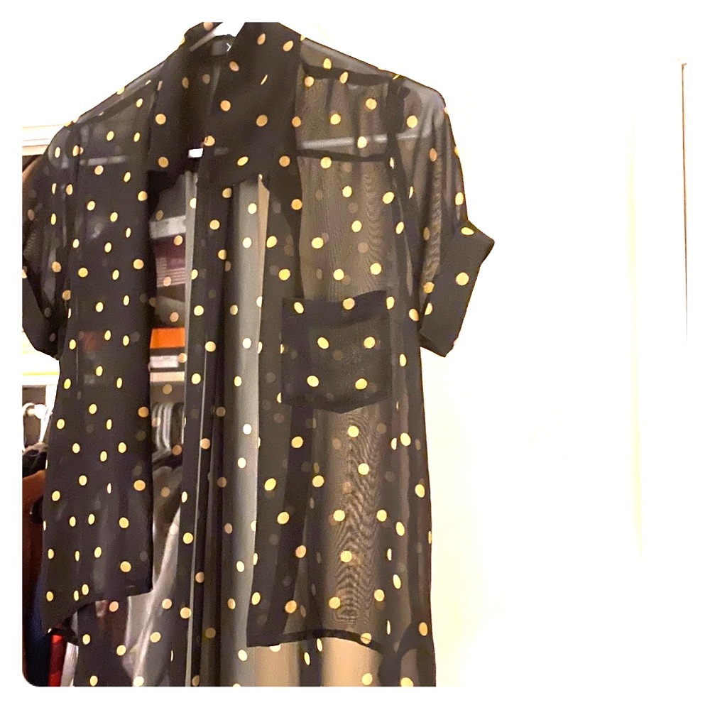 Sheer black polka dot blouse